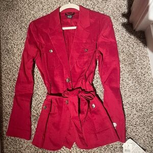 SUTTON STUDIO NWT LINEN BLEND RED BUTTON DOWN JACKET SIZE 8